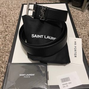 Saint Laurent Men’s Black Leather Belt